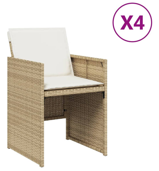 Gartenstühle mit Kissen 4 Stk. Beige Poly Rattan