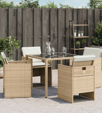 Gartenstühle mit Kissen 4 Stk. Beige Poly Rattan