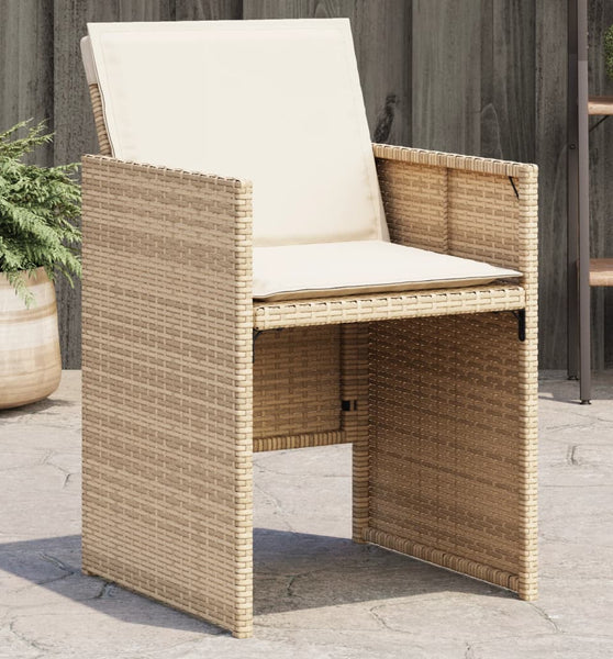 Gartenstühle mit Kissen 4 Stk. Beige Poly Rattan