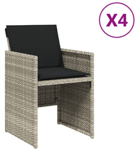 Gartenstühle mit Kissen 4 Stk. Hellgrau Poly Rattan