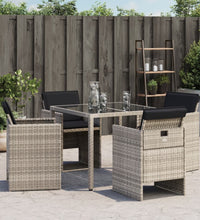 Gartenstühle mit Kissen 4 Stk. Hellgrau Poly Rattan