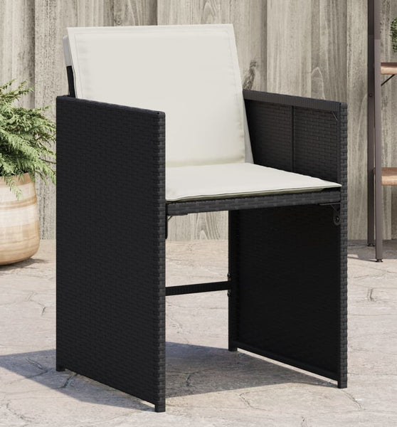 Gartenstühle mit Kissen 4 Stk. Schwarz Poly Rattan