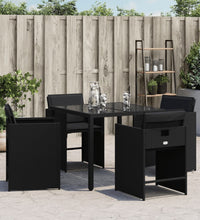 Gartenstühle mit Kissen 4 Stk. Schwarz Poly Rattan