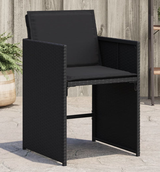 Gartenstühle mit Kissen 4 Stk. Schwarz Poly Rattan