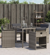 Gartenstühle mit Kissen 4 Stk. Grau Poly Rattan