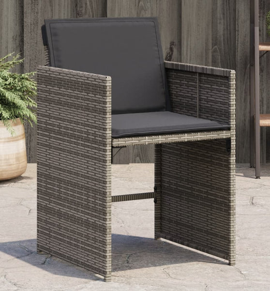 Gartenstühle mit Kissen 4 Stk. Grau Poly Rattan