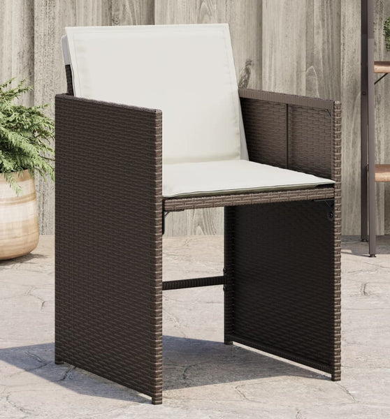 Gartenstühle mit Kissen 4 Stk. Braun Poly Rattan