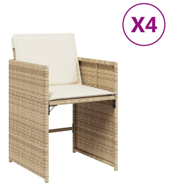 Gartenstühle mit Kissen 4 Stk. Beige Poly Rattan