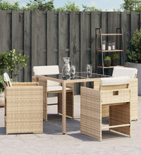 Gartenstühle mit Kissen 4 Stk. Beige Poly Rattan