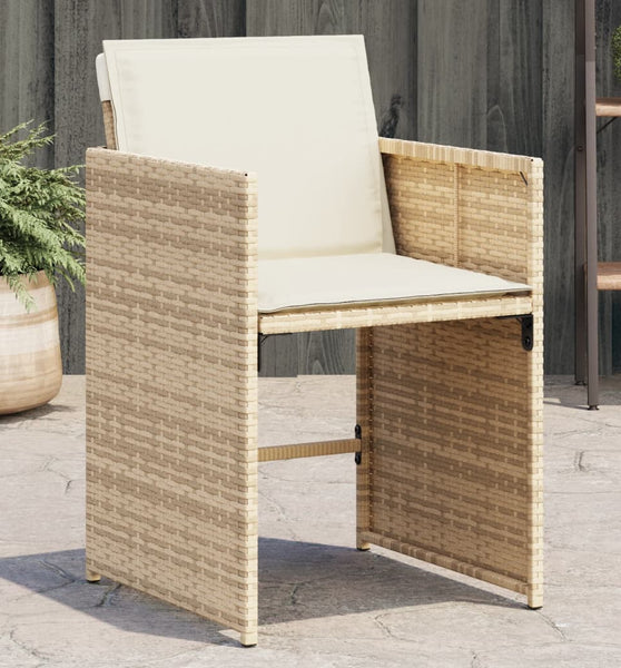 Gartenstühle mit Kissen 4 Stk. Beige Poly Rattan