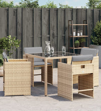 Gartenstühle mit Kissen 4 Stk. Beigemischung Poly Rattan