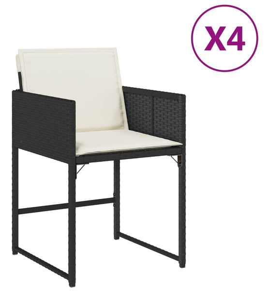 Gartenstühle mit Kissen 4 Stk. Schwarz Poly Rattan