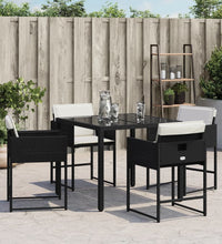 Gartenstühle mit Kissen 4 Stk. Schwarz Poly Rattan