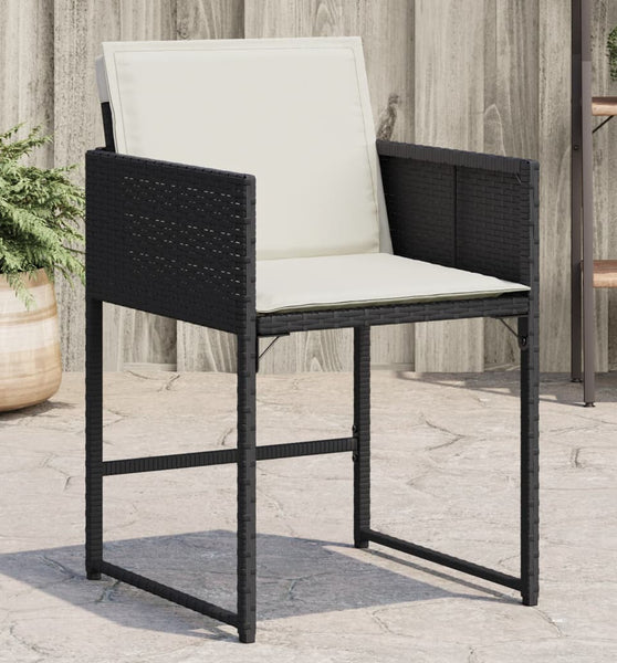 Gartenstühle mit Kissen 4 Stk. Schwarz Poly Rattan