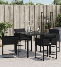 Gartenstühle mit Kissen 4 Stk. Schwarz Poly Rattan