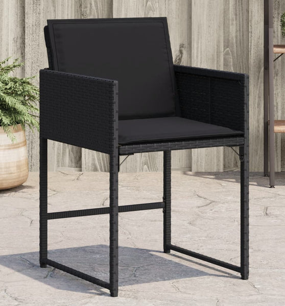 Gartenstühle mit Kissen 4 Stk. Schwarz Poly Rattan