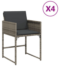 Gartenstühle mit Kissen 4 Stk. Grau Poly Rattan