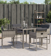 Gartenstühle mit Kissen 4 Stk. Grau Poly Rattan