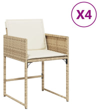 Gartenstühle mit Kissen 4 Stk. Beige Poly Rattan