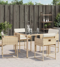 Gartenstühle mit Kissen 4 Stk. Beige Poly Rattan