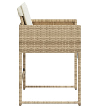 Gartenstühle mit Kissen 4 Stk. Beige Poly Rattan