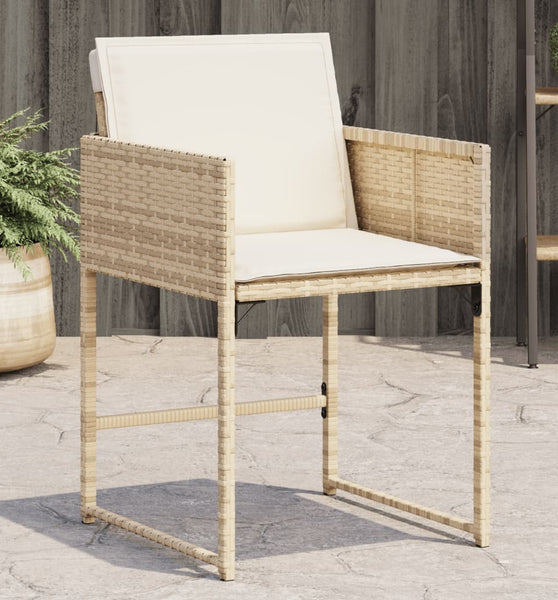 Gartenstühle mit Kissen 4 Stk. Beige Poly Rattan