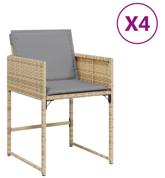 Gartenstühle mit Kissen 4 Stk. Beigemischung Poly Rattan