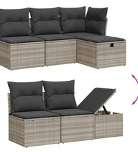 6-tlg. Garten-Sofagarnitur mit Kissen Hellgrau Poly Rattan