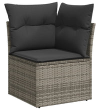 7-tlg. Garten-Sofagarnitur mit Kissen Grau Poly Rattan