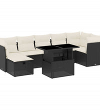 8-tlg. Garten-Sofagarnitur mit Kissen Schwarz Poly Rattan