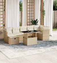 8-tlg. Garten-Sofagarnitur mit Kissen Beige Poly Rattan