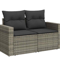6-tlg. Garten-Sofagarnitur mit Kissen Grau Poly Rattan
