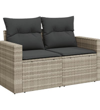 7-tlg. Garten-Sofagarnitur mit Kissen Hellgrau Poly Rattan