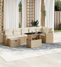 8-tlg. Garten-Sofagarnitur mit Kissen Beige Poly Rattan
