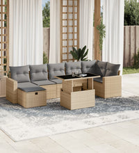 8-tlg. Garten-Sofagarnitur mit Kissen Beige Poly Rattan