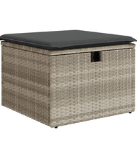 8-tlg. Garten-Sofagarnitur mit Kissen Hellgrau Poly Rattan