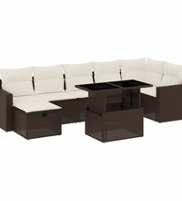 8-tlg. Garten-Sofagarnitur mit Kissen Braun Poly Rattan
