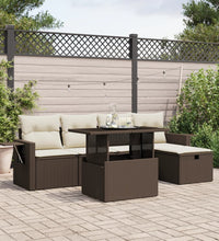 6-tlg. Garten-Sofagarnitur mit Kissen Braun Poly Rattan