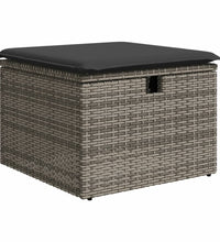 7-tlg. Garten-Sofagarnitur mit Kissen Grau Poly Rattan