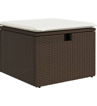 7-tlg. Garten-Sofagarnitur mit Kissen Braun Poly Rattan