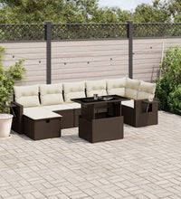 8-tlg. Garten-Sofagarnitur mit Kissen Braun Poly Rattan