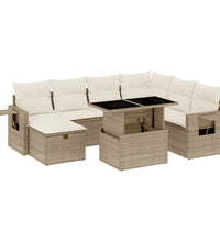 8-tlg. Garten-Sofagarnitur mit Kissen Beige Poly Rattan