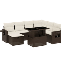 8-tlg. Garten-Sofagarnitur mit Kissen Braun Poly Rattan