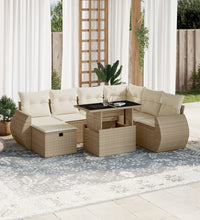 8-tlg. Garten-Sofagarnitur mit Kissen Beige Poly Rattan