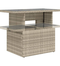 7-tlg. Garten-Sofagarnitur mit Kissen Hellgrau Poly Rattan