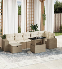 8-tlg. Garten-Sofagarnitur mit Kissen Beige Poly Rattan