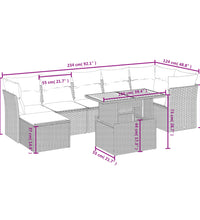 8-tlg. Garten-Sofagarnitur mit Kissen Schwarz Poly Rattan