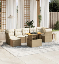 8-tlg. Garten-Sofagarnitur mit Kissen Beige Poly Rattan