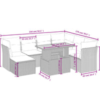 8-tlg. Garten-Sofagarnitur mit Kissen Schwarz Poly Rattan