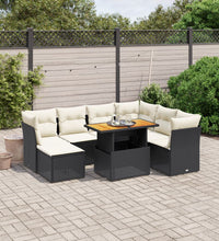 8-tlg. Garten-Sofagarnitur mit Kissen Schwarz Poly Rattan